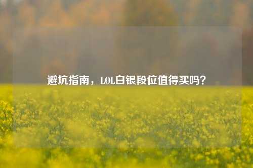 避坑指南，LOL白银段位值得买吗？