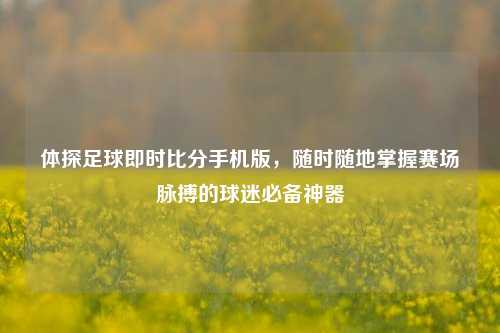 体探足球即时比分手机版，随时随地掌握赛场脉搏的球迷必备神器