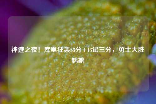 神迹之夜!库里狂轰53分+13记三分,勇士大胜鹈鹕