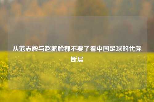 从范志毅与赵鹏脸都不要了看中国足球的代际断层