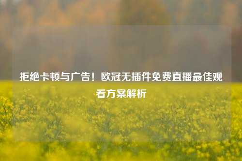 拒绝卡顿与广告!欧冠无插件免费直播最佳观看方案解析