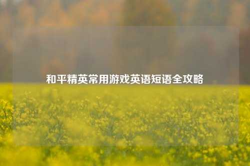 和平精英常用游戏英语短语全攻略