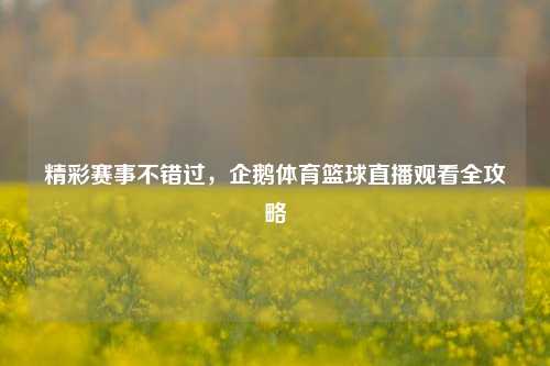 精彩赛事不错过,企鹅体育篮球直播观看全攻略