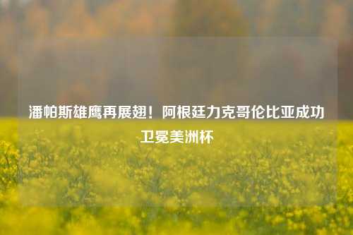 潘帕斯雄鹰再展翅！阿根廷力克哥伦比亚成功卫冕美洲杯