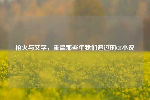 枪火与文字，重温那些年我们追过的CF小说